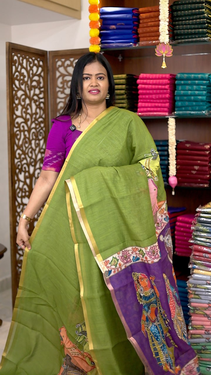 Digital Linen khadhi cotton Sarees