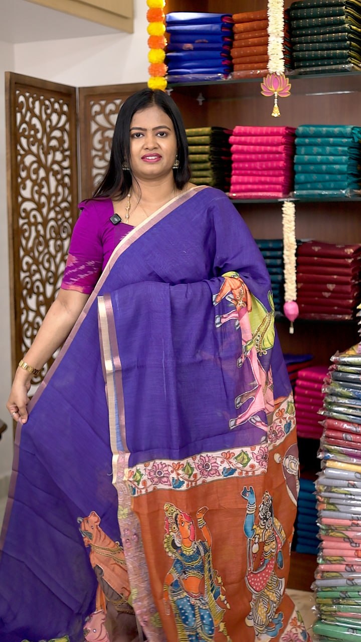 Digital Linen khadhi cotton Sarees