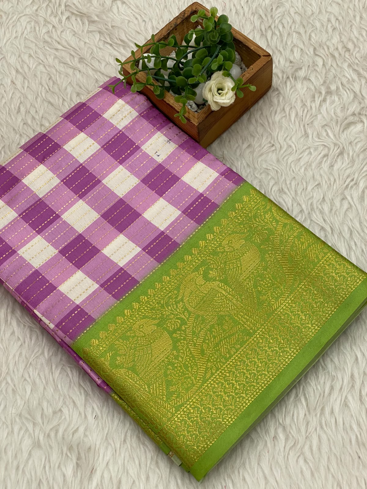 Madras Checks Semi Crepe Saree