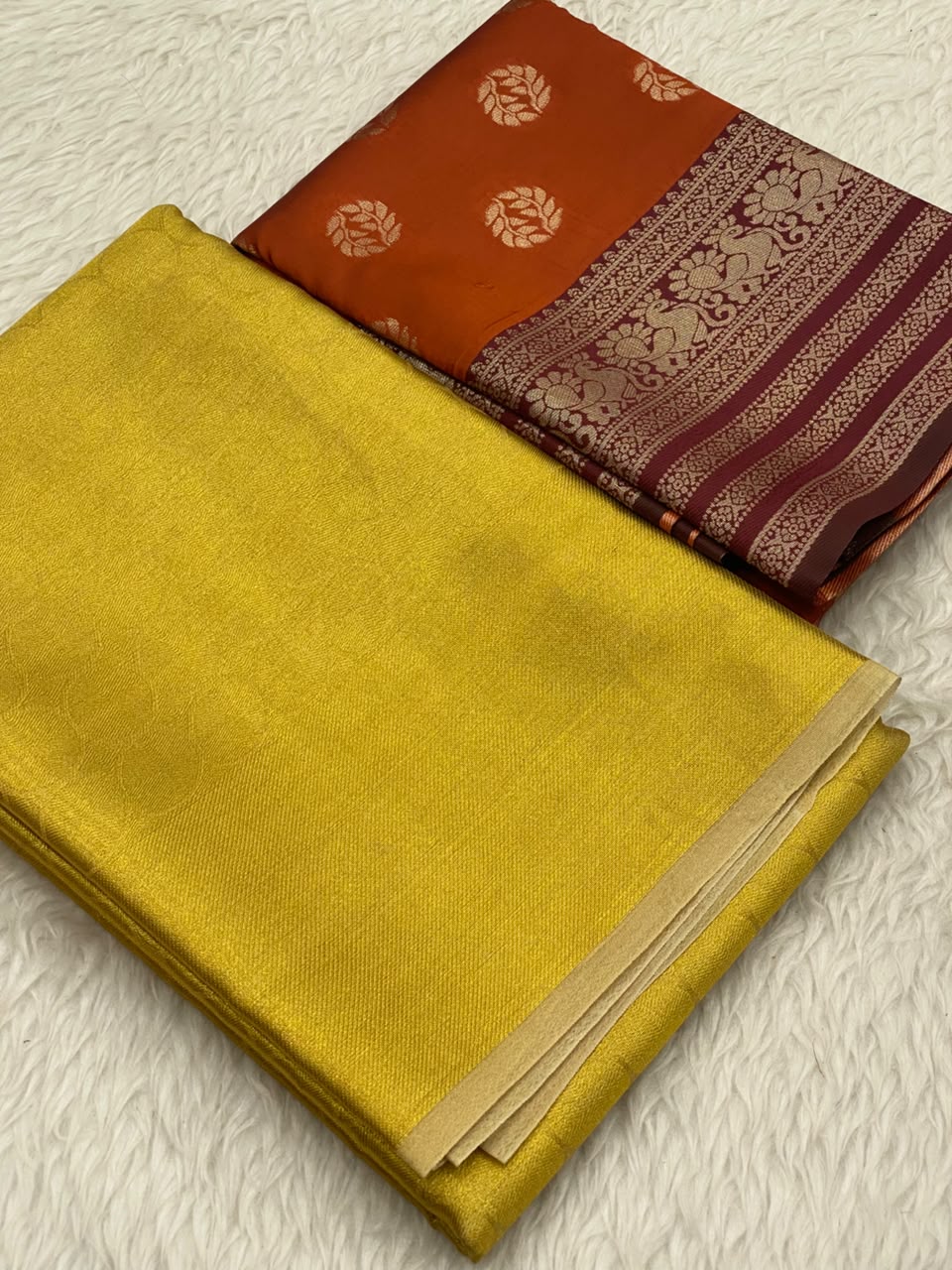 Gold Tissue Kanchi Viscose Combo Saree