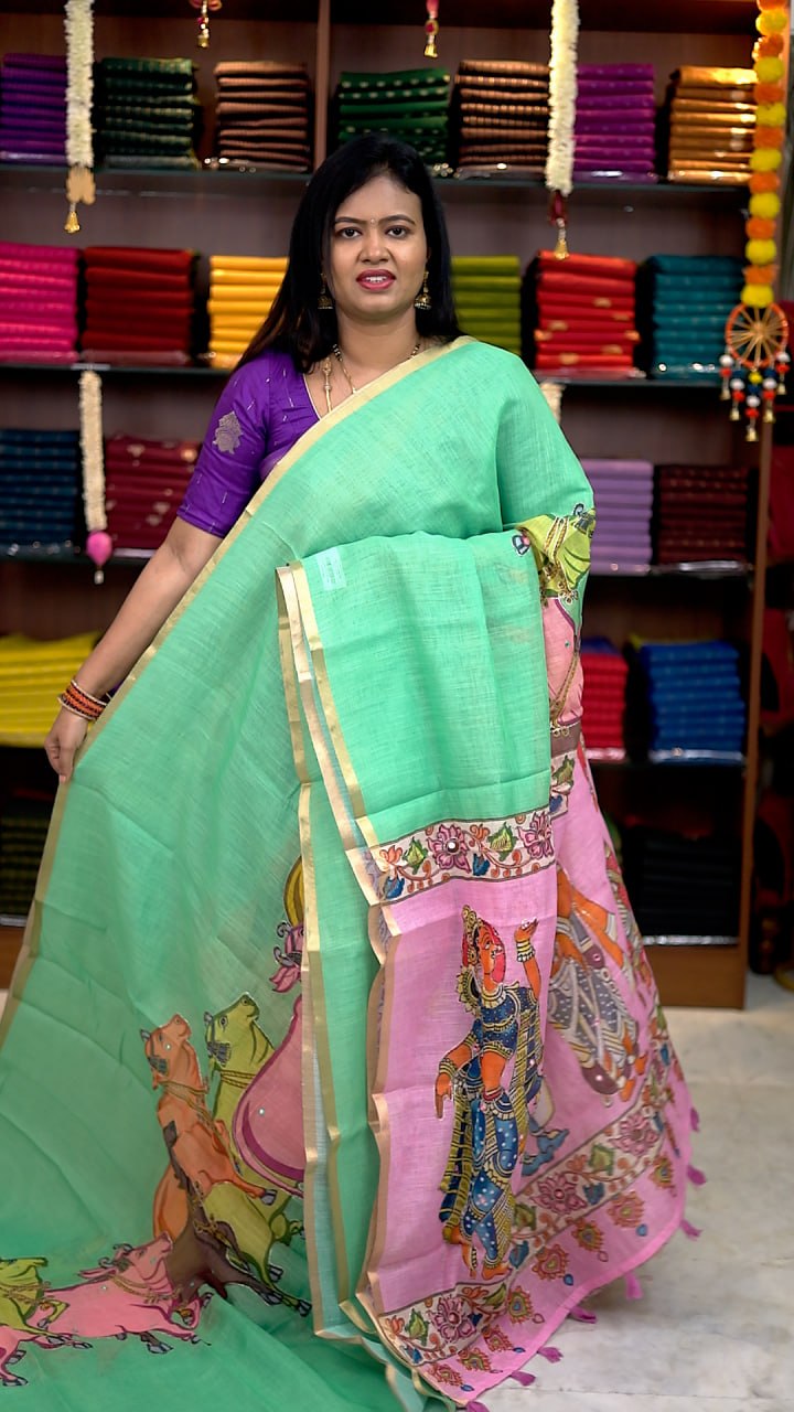 Mirror Work Chanderi Sico Sarees