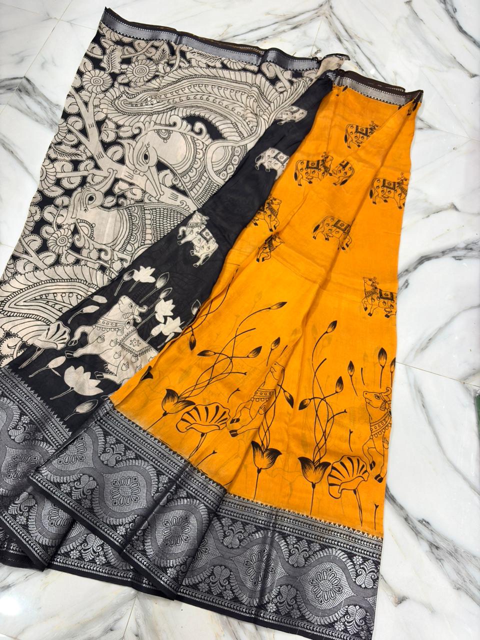 Kanchi Border Kalamkari Saree