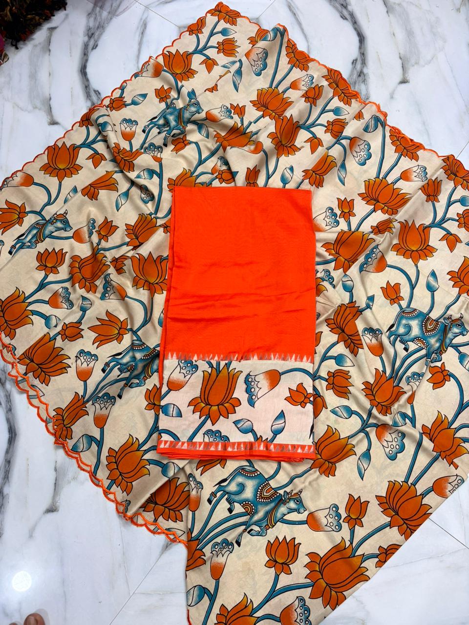 2 Pc Unstitched Mangalagiri Pattu Salwar