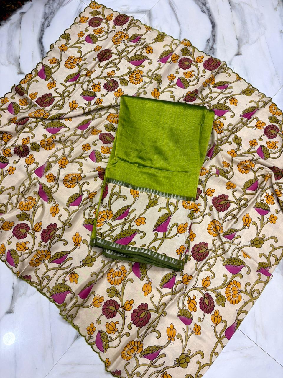 2 Pc Unstitched Mangalagiri Pattu Salwar