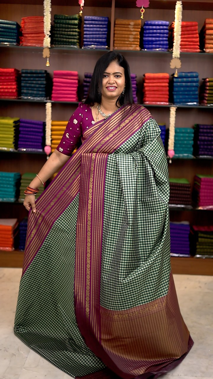 Madras Checks Semi Silk Saree