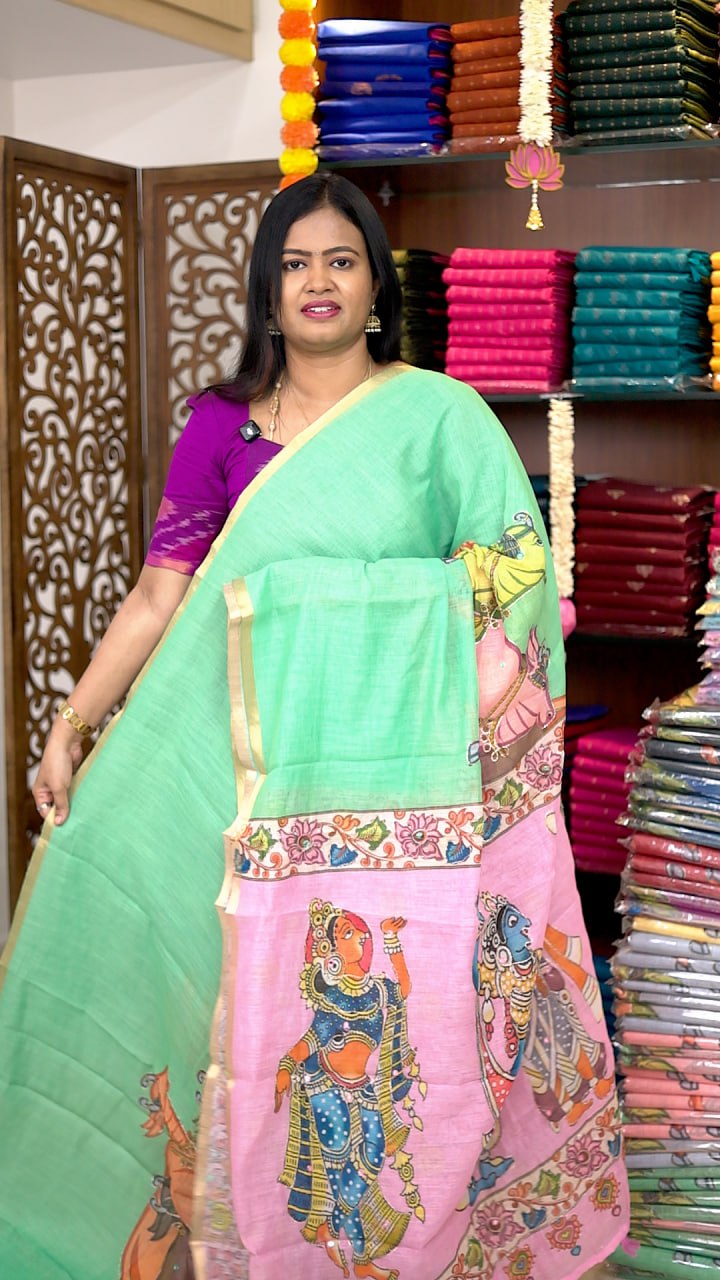 Digital Linen khadhi cotton Sarees