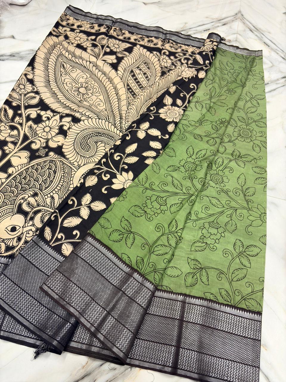 Kanchi Border Kalamkari Saree