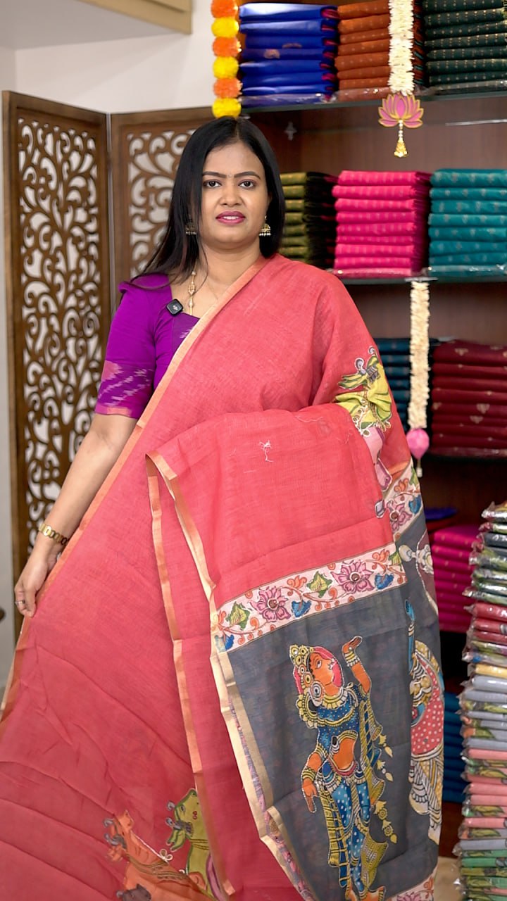 Digital Linen khadhi cotton Sarees