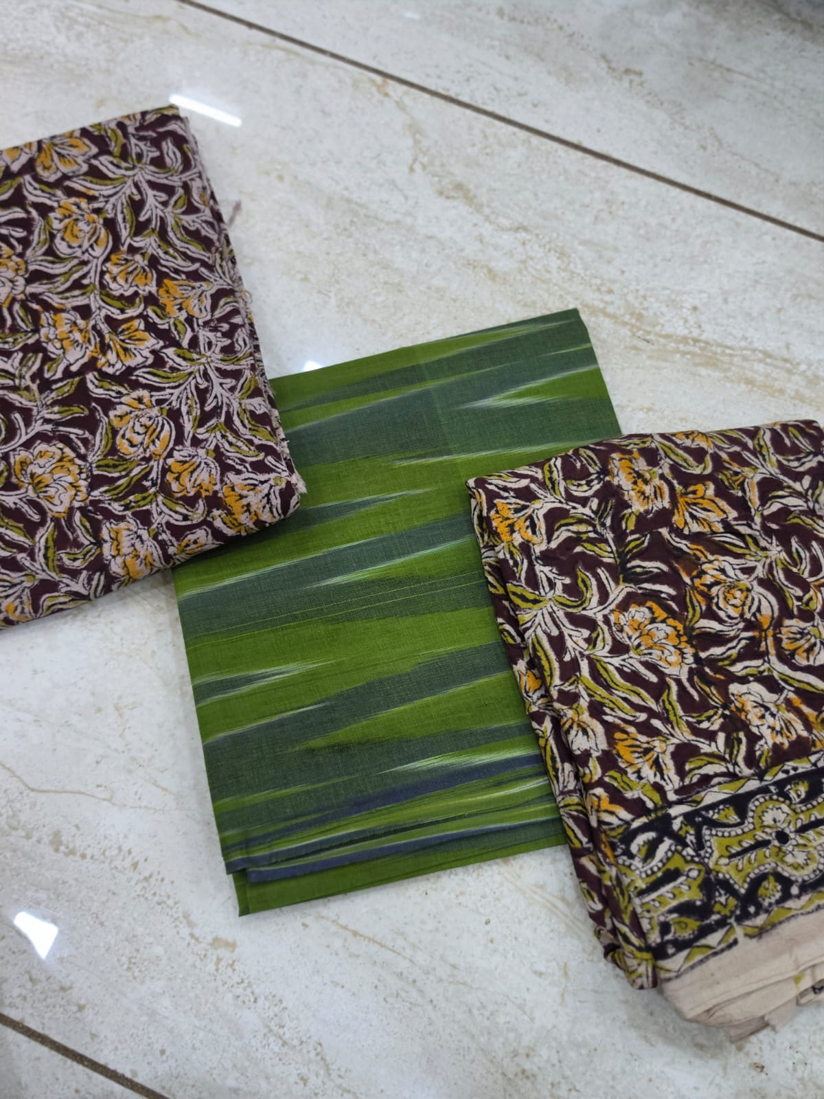3 Pc Unstitched Block Printed Ikkat Salwar
