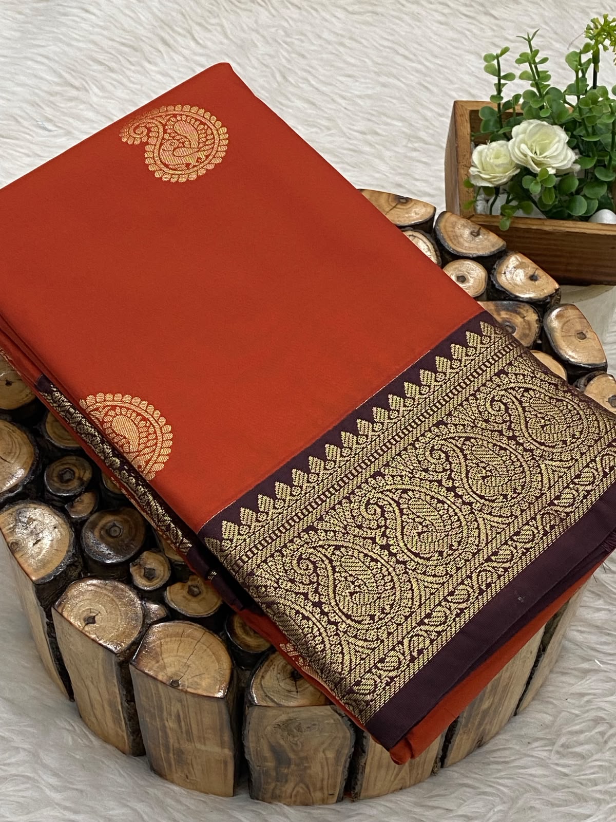 Rust Orange Bridal Sarees