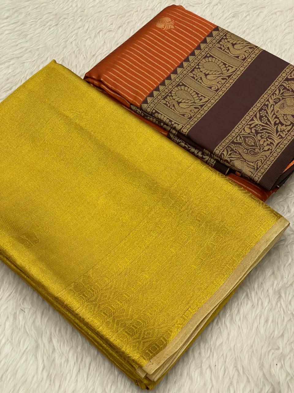 Gold Tissue Kanchi Viscose Combo Saree