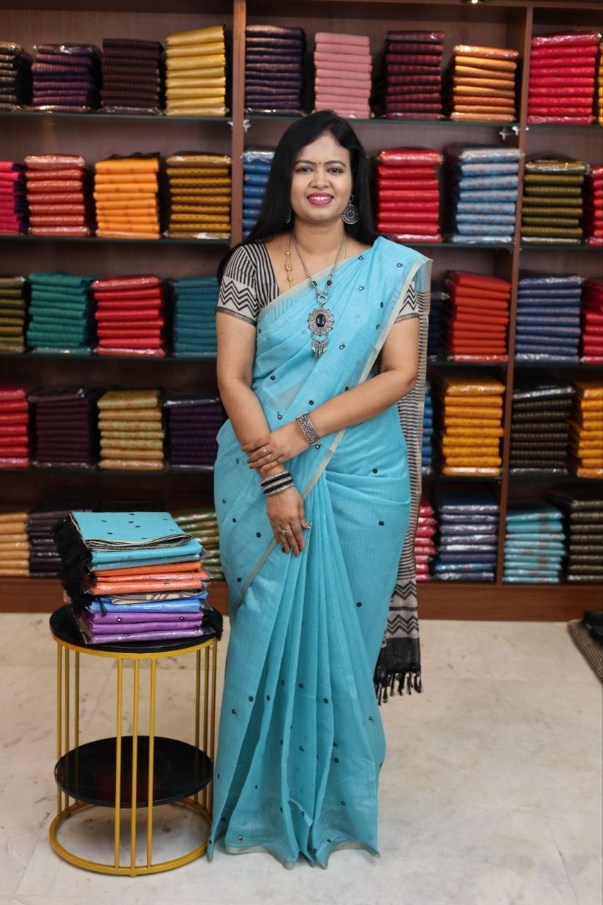 Mirror Work Chanderi Sico Sarees