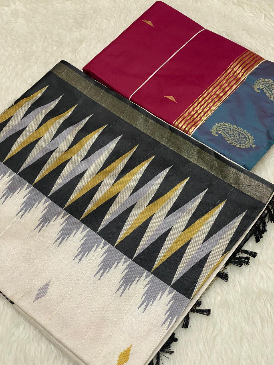 999 - Jute Silk Arani Combo Saree