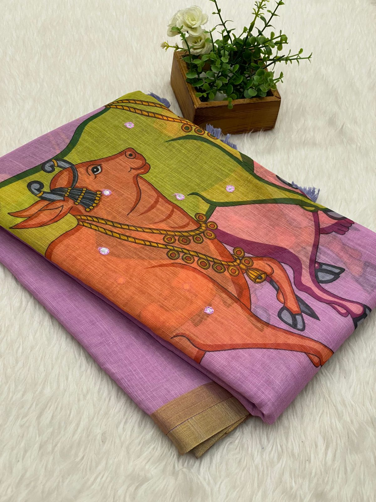 Mirror Work Chanderi Sico Sarees