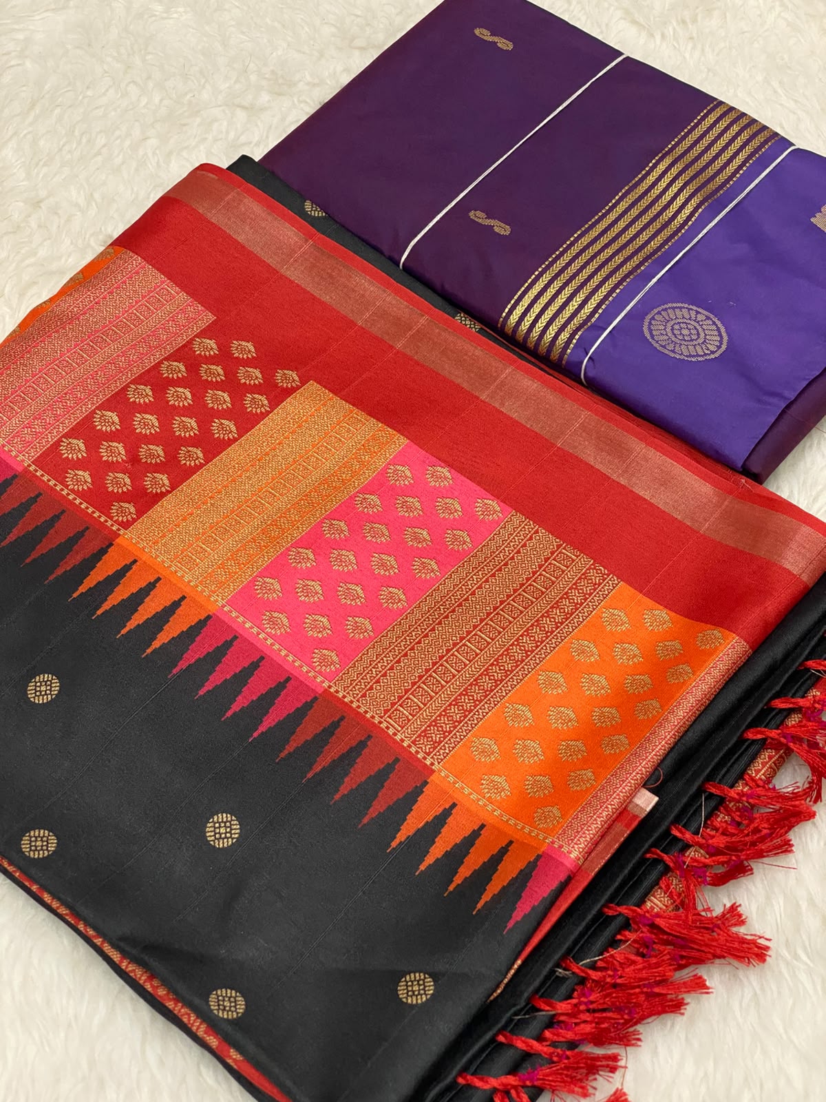 999 - Jute Silk Arani Combo Saree