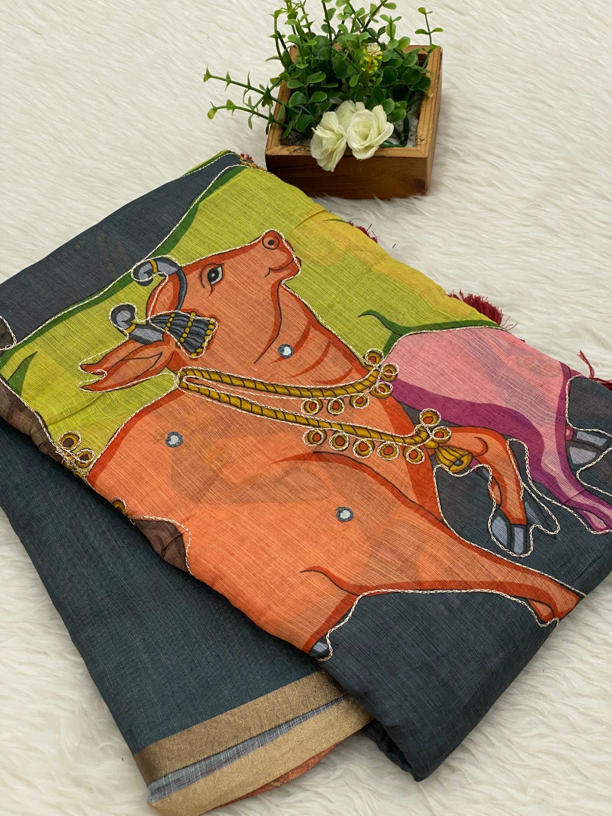 Mirror Work Chanderi Sico Sarees