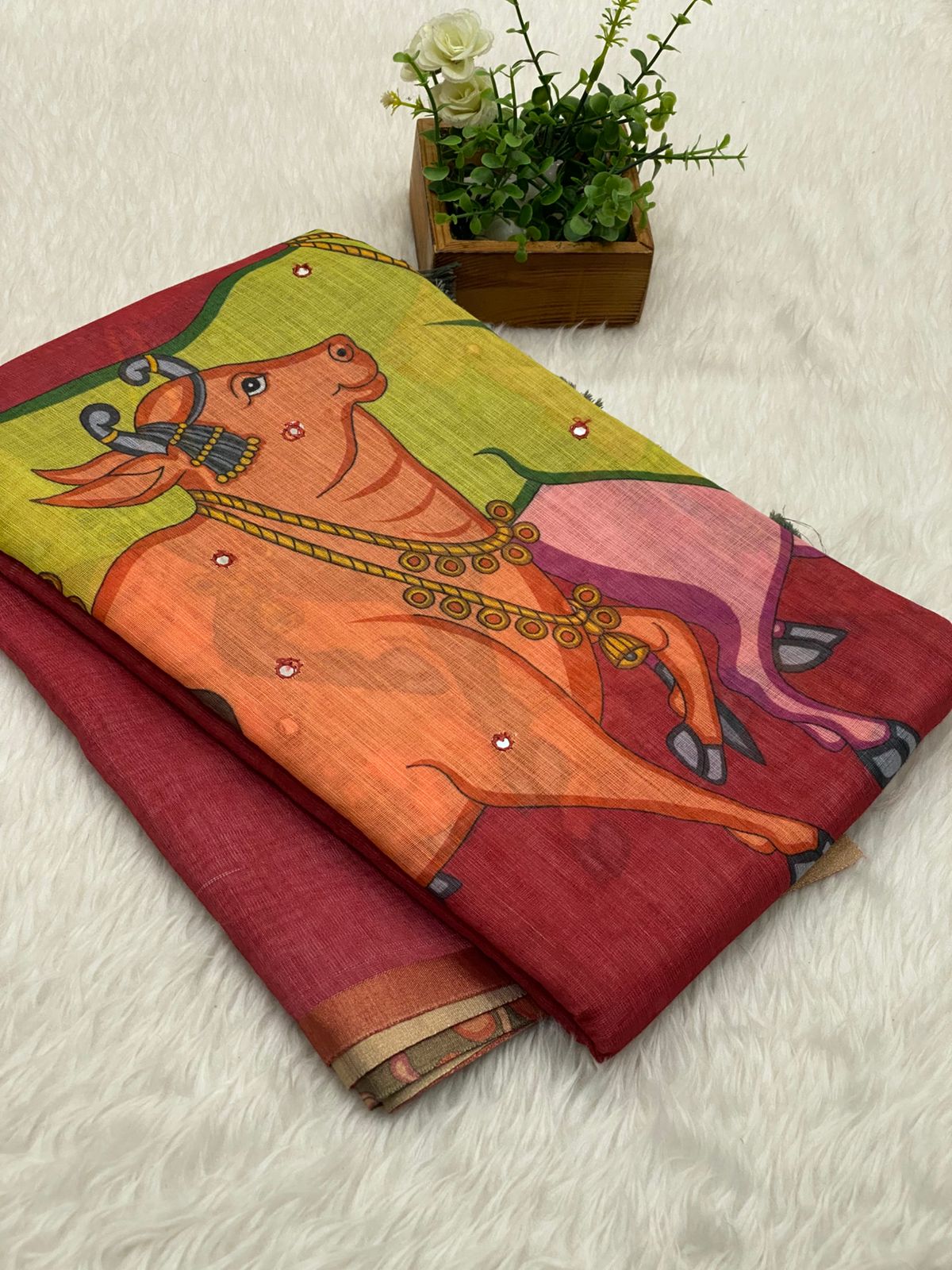 Mirror Work Chanderi Sico Sarees