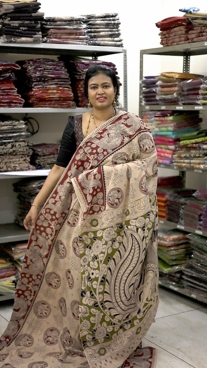 60s Count Premium Kalamkari Cotton Saree