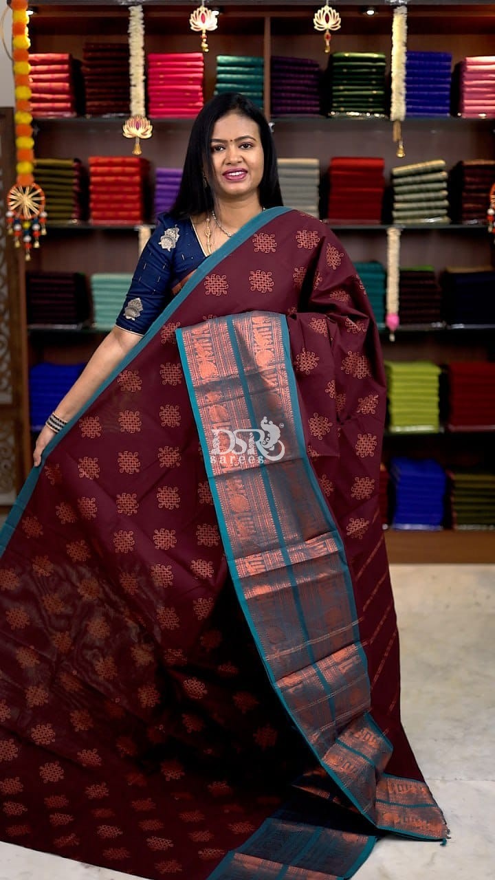 Printed chettinadu cotton saree W/B - vol 1