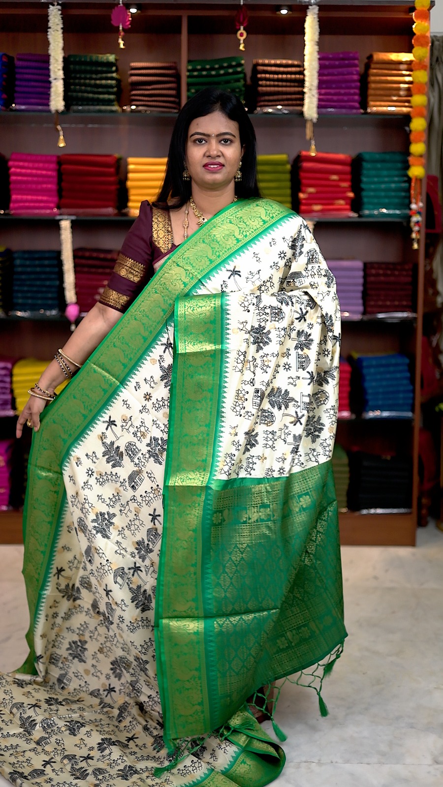 Venpattu Tusser Silk Saree