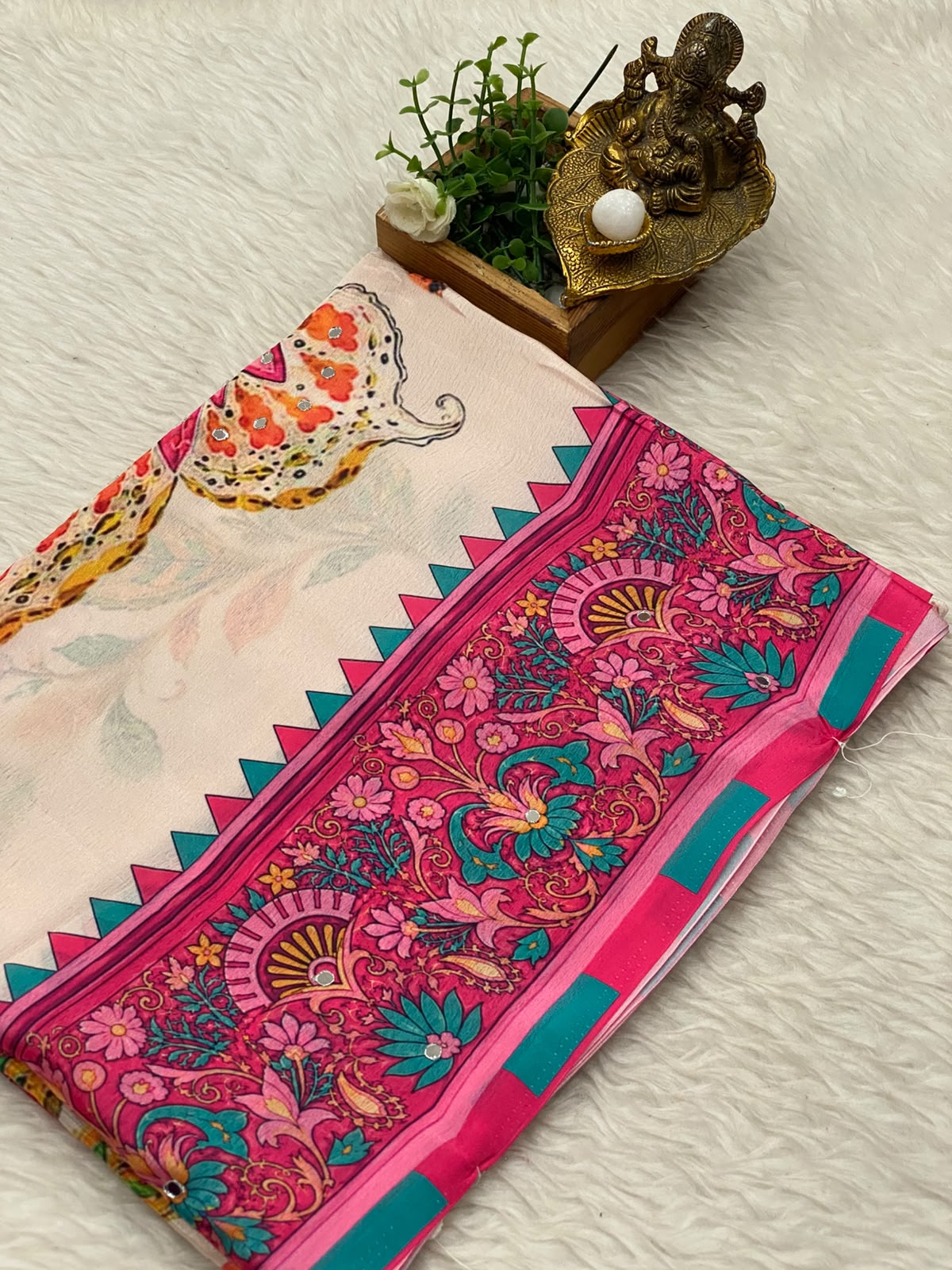 Original Mirror Work Saree