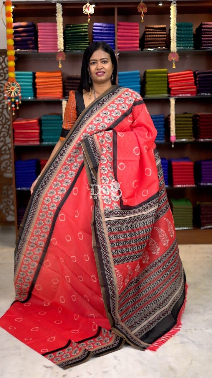 Kalamkari Chanderi Sico Saree
