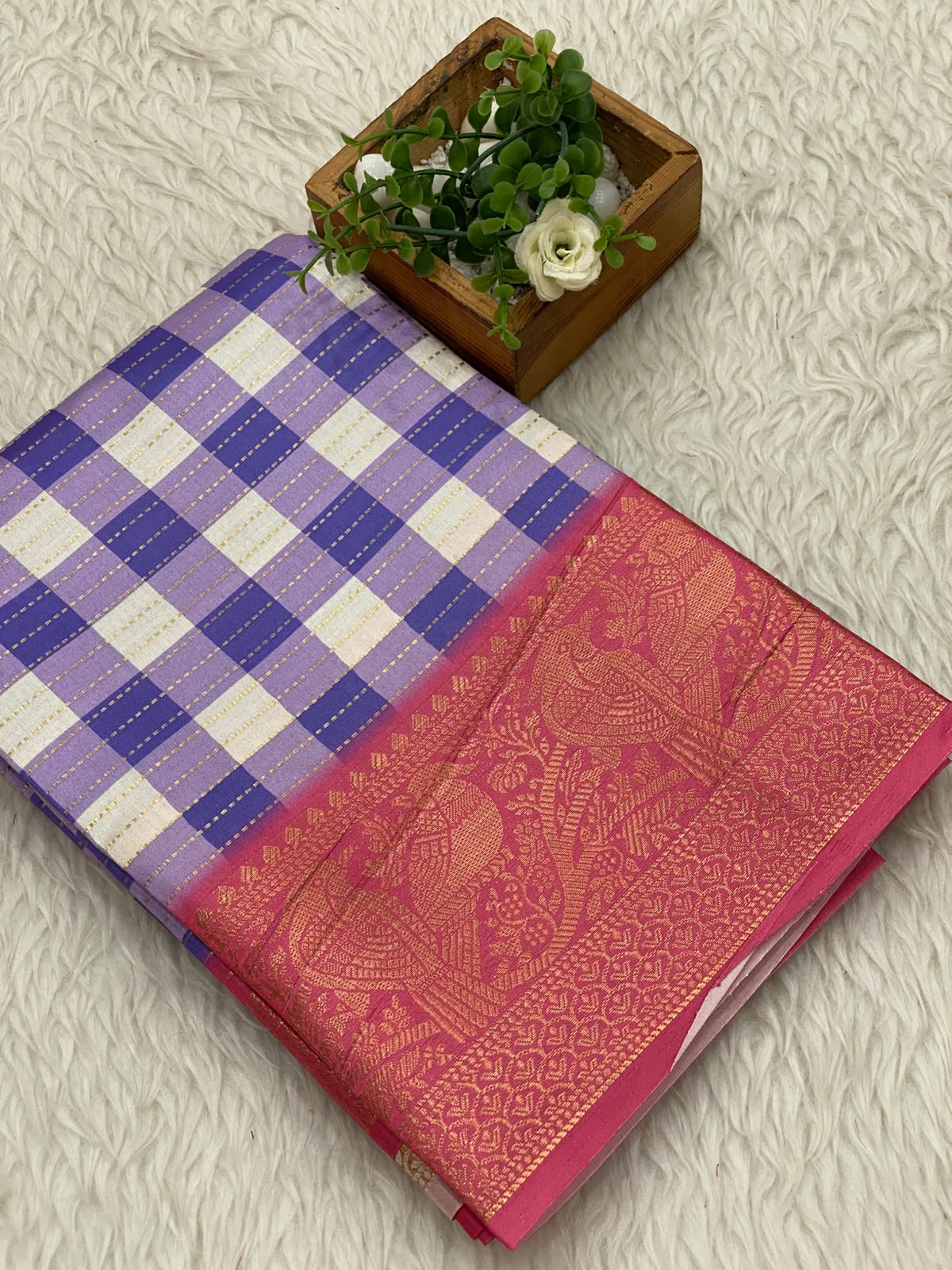 Madras Checks Semi Crepe Saree