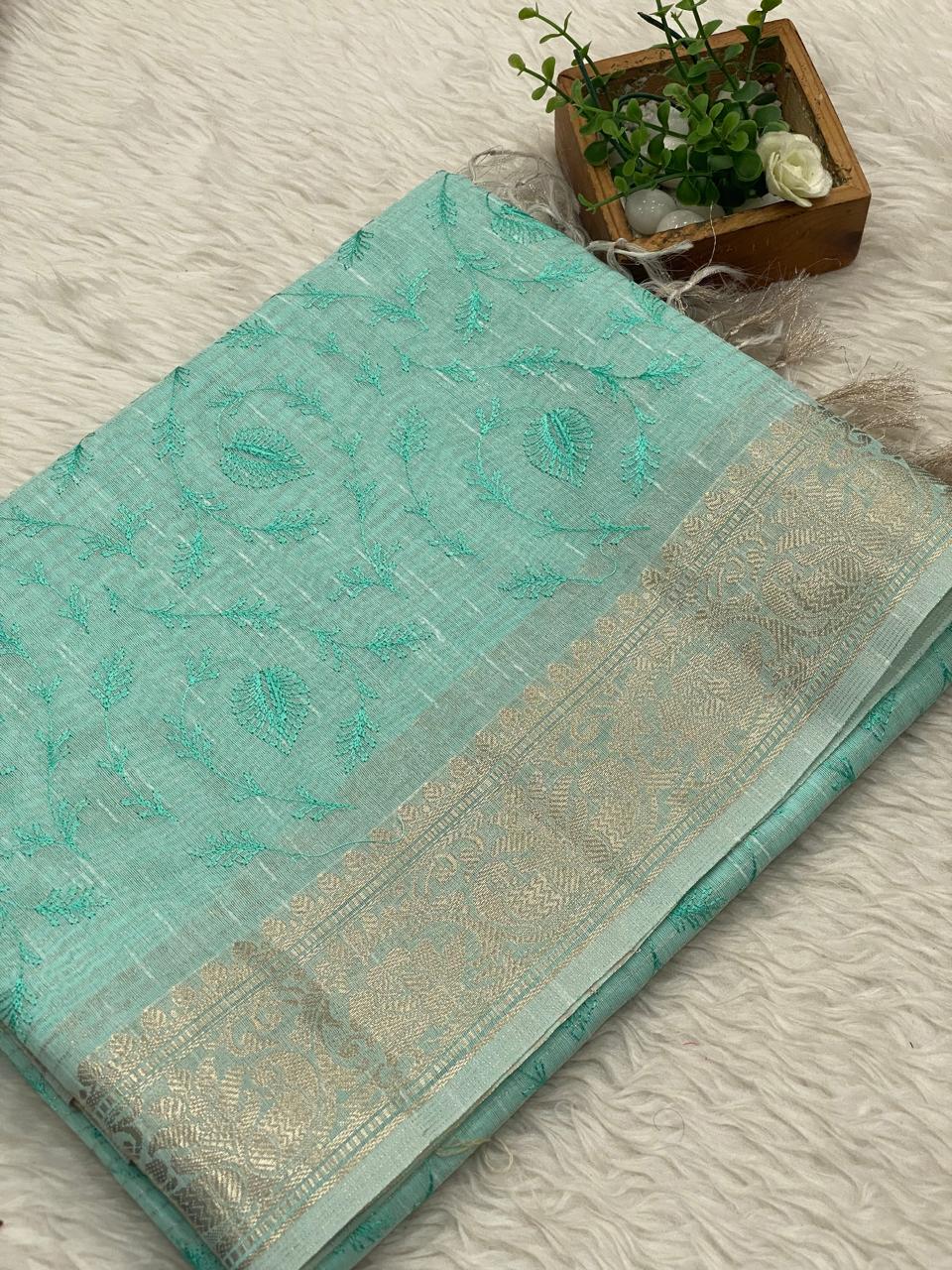 Kota Net Embroidery  Saree