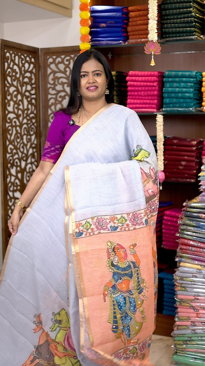 Digital Linen khadhi cotton Sarees