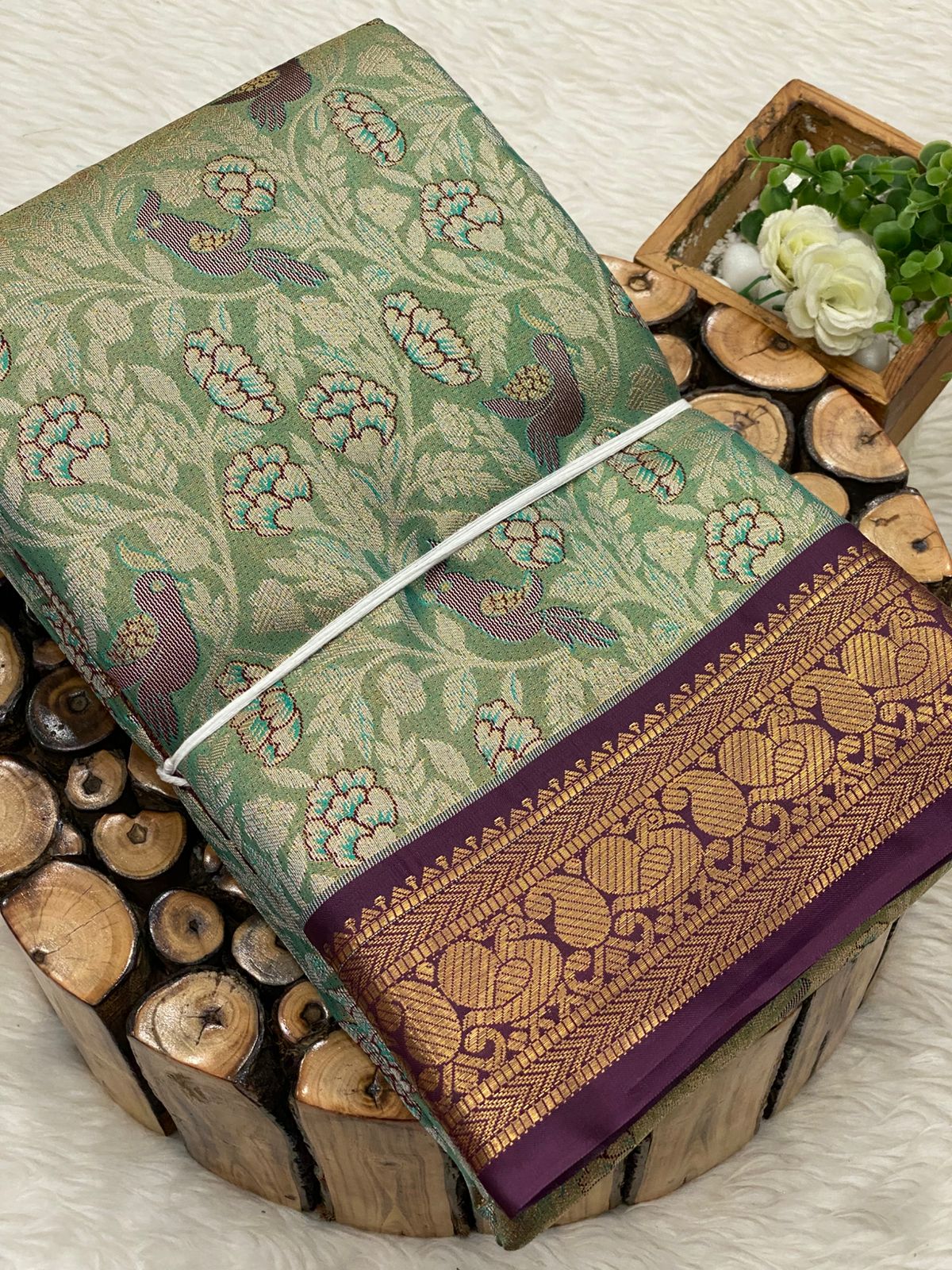 Tissue Chinna Border Bridal Sarees