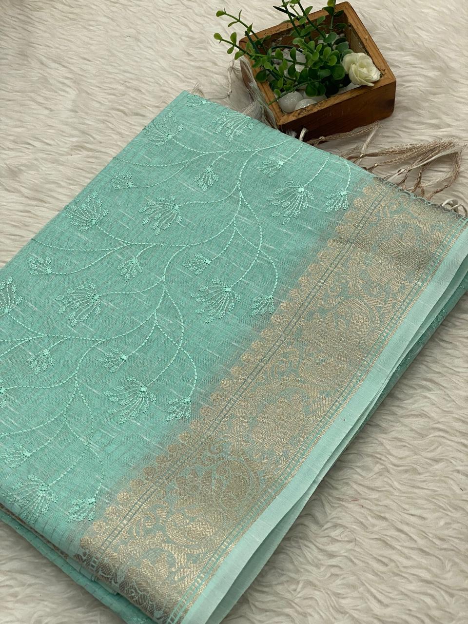 Kota Net Embroidery  Saree