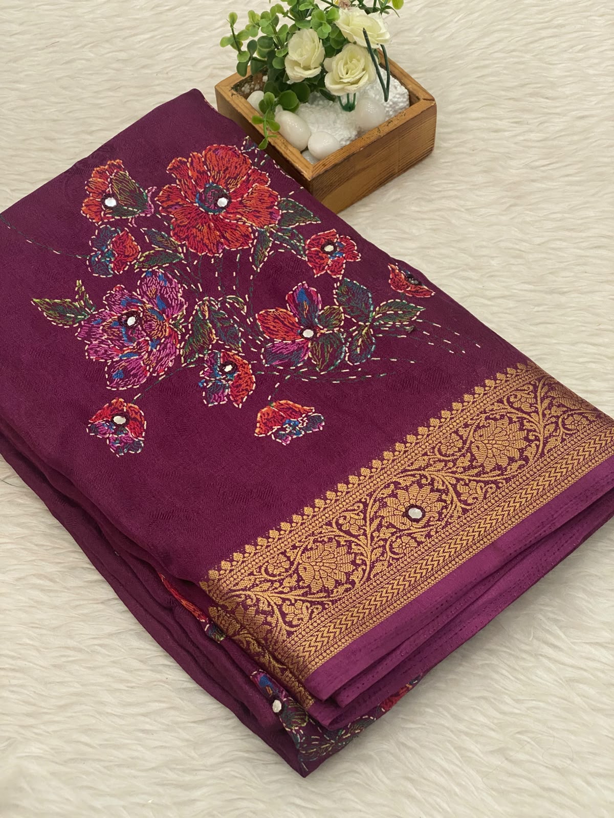 Viscose Chiffon Saree