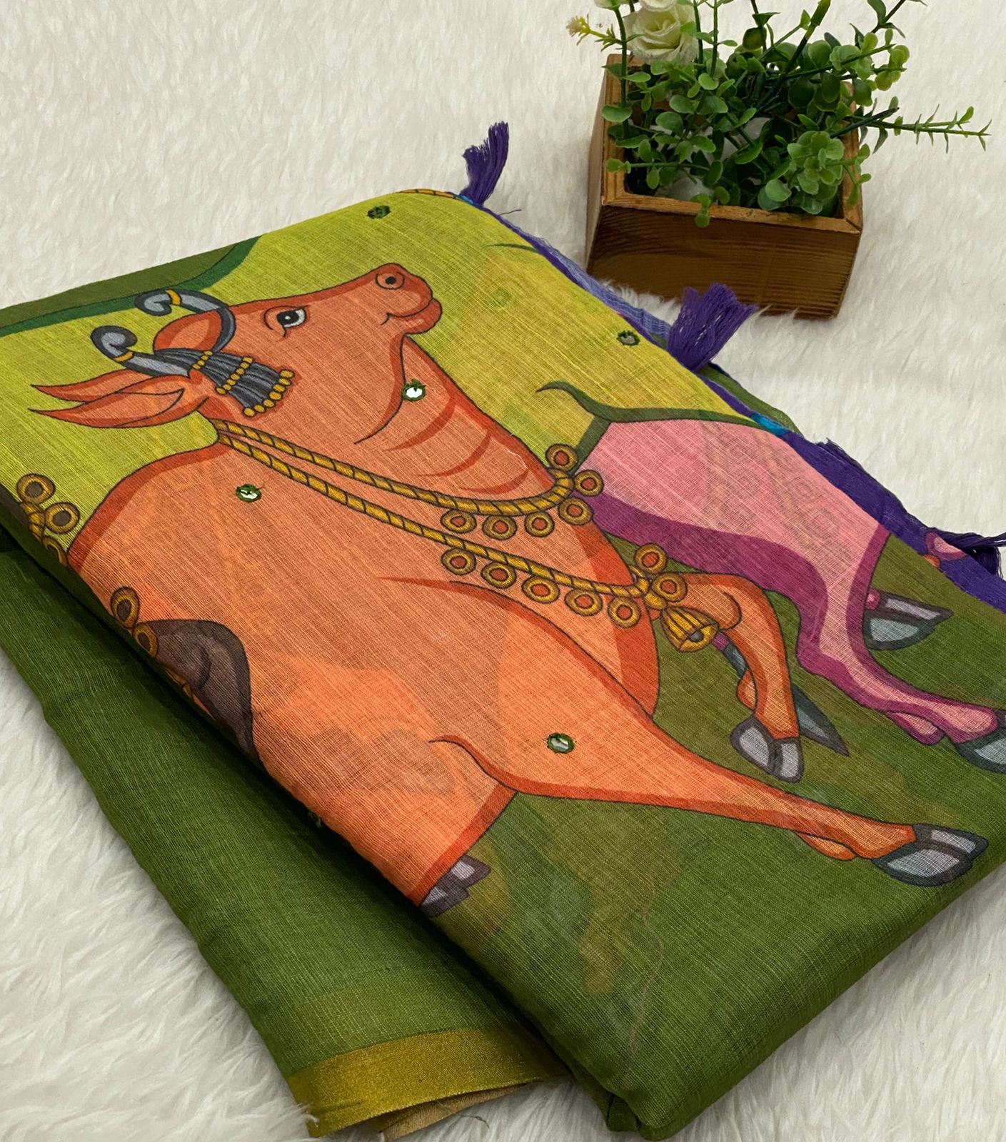 Mirror Work Chanderi Sico Sarees