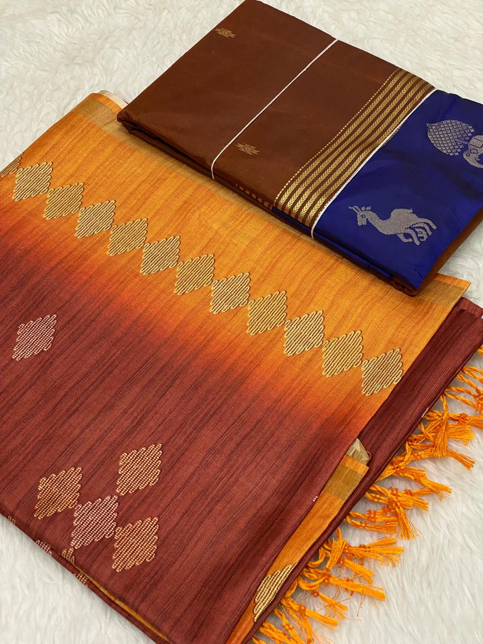 999 - Jute Silk Arani Combo Saree