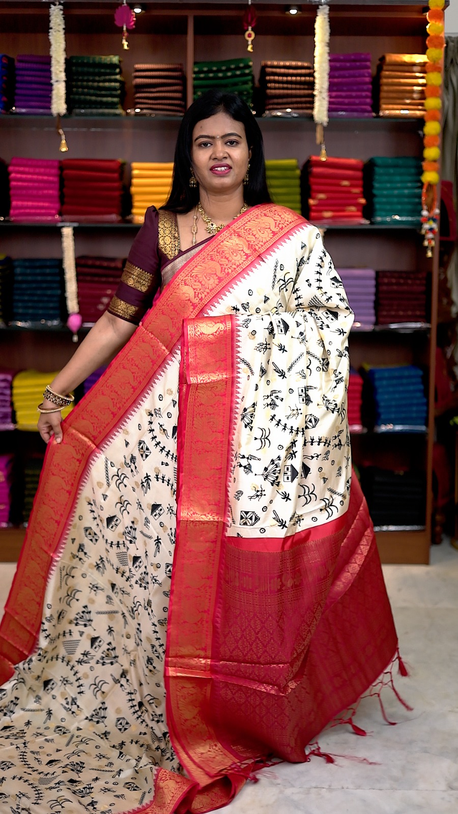 Venpattu Tusser Silk Saree