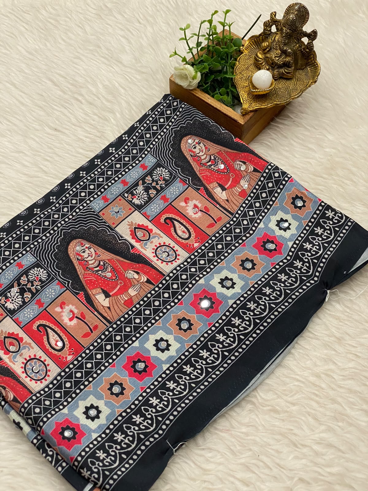 Original Mirror Work Saree