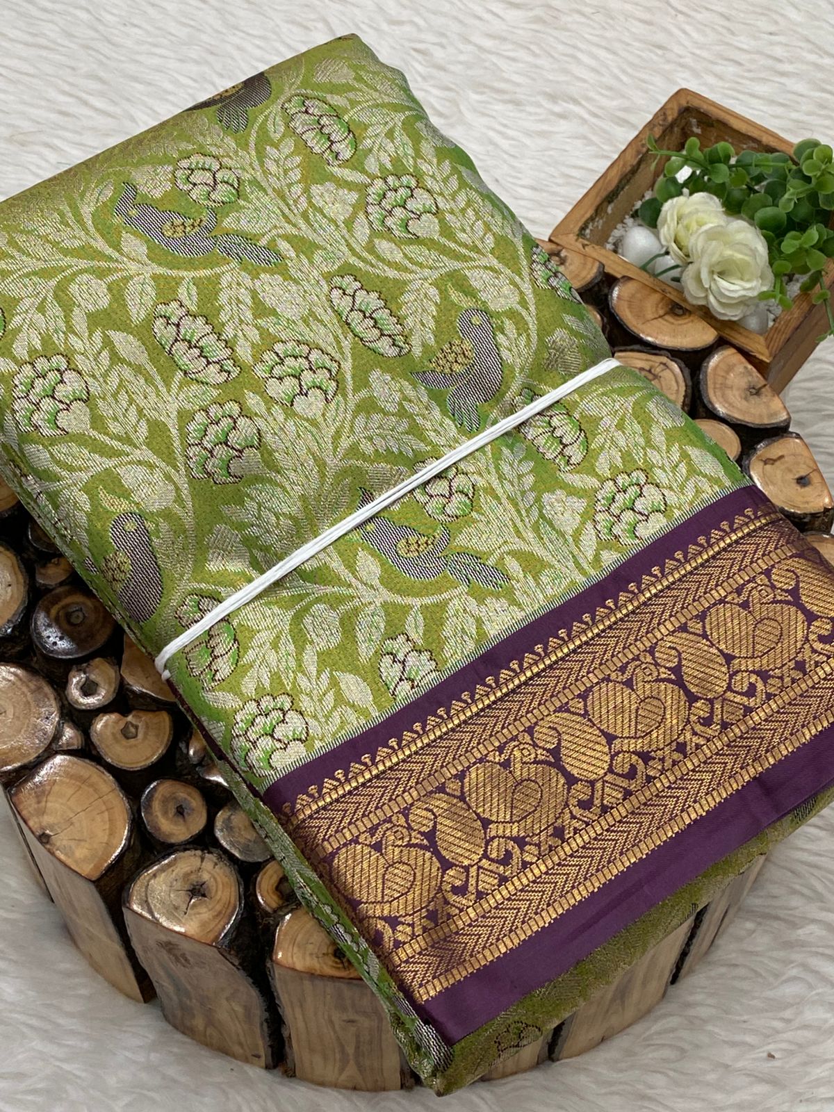 Tissue Chinna Border Bridal Sarees