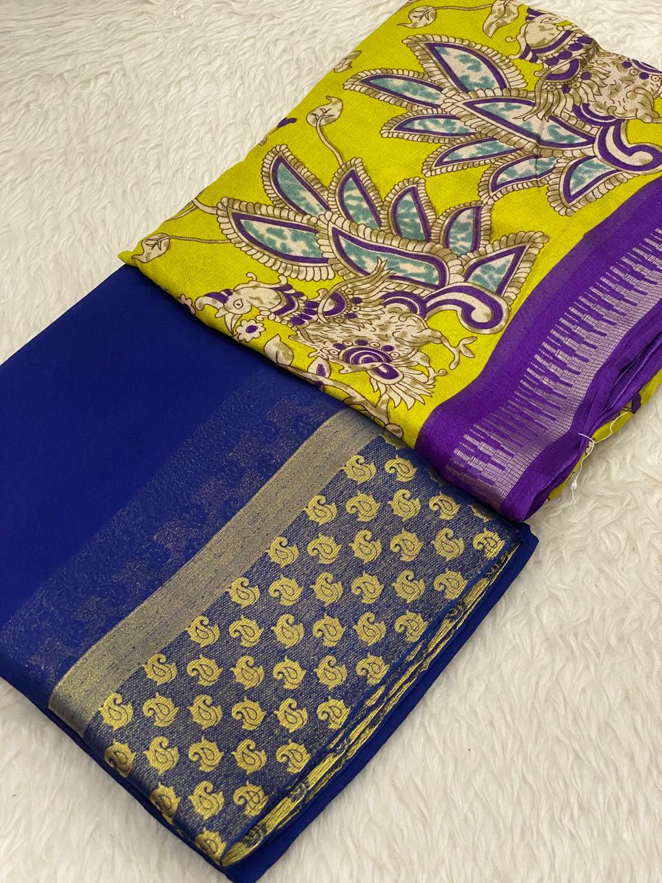 Chiffon Mysore Combo Sarees