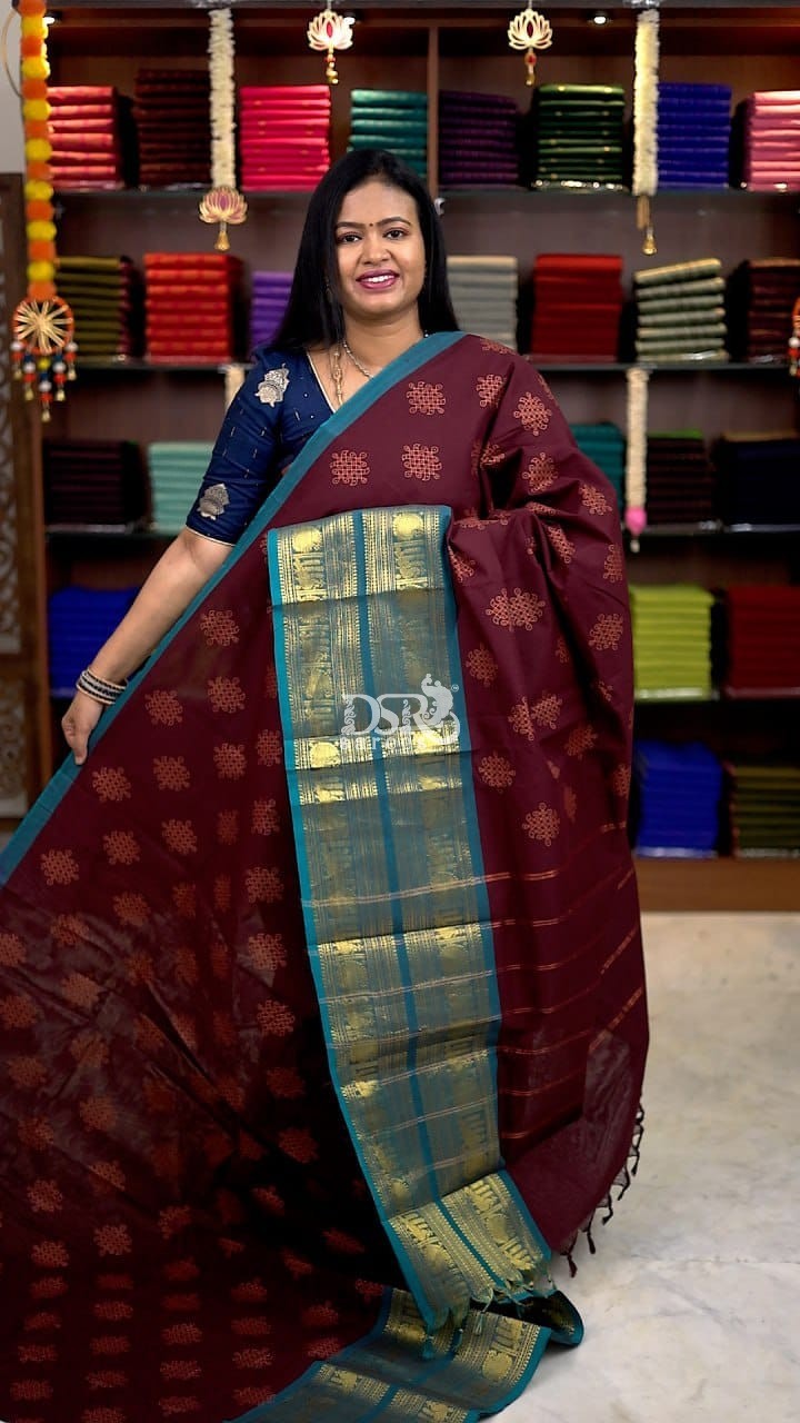 Printed chettinadu cotton saree W/B - vol 1