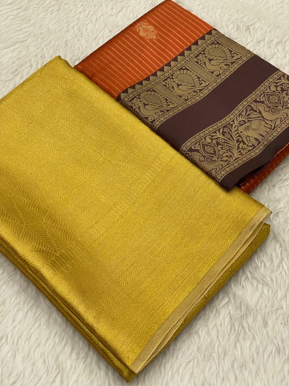 Gold Tissue Kanchi Viscose Combo Saree