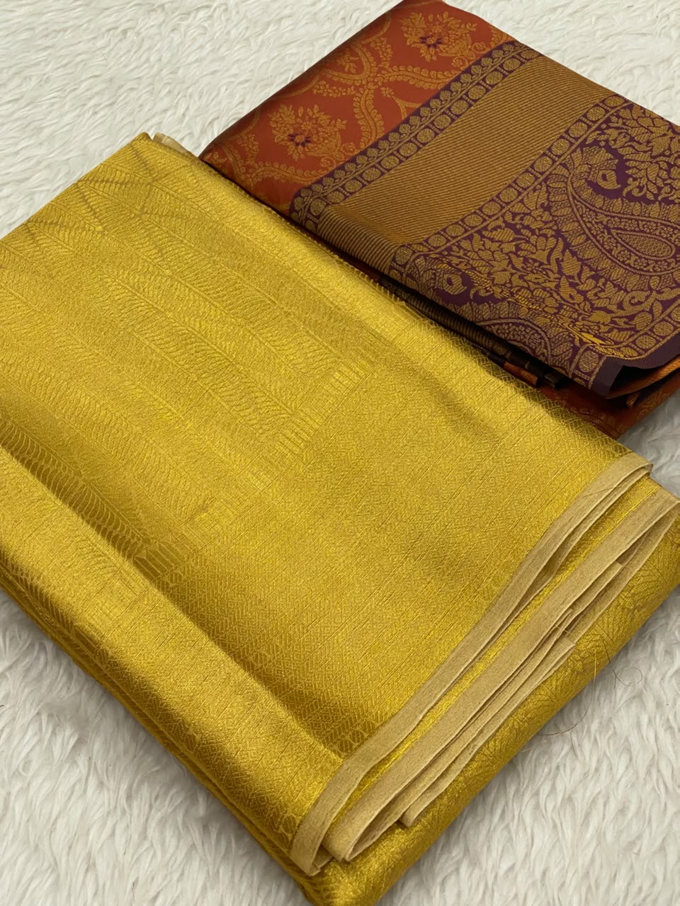 Gold Tissue Kanchi Viscose Combo Saree