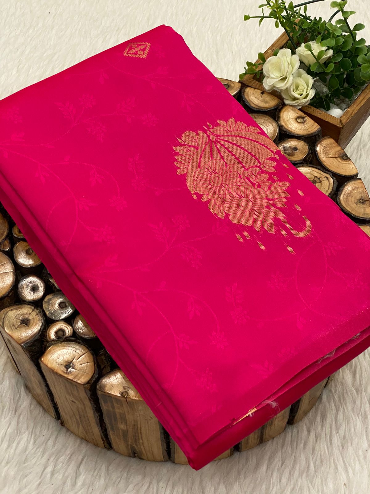 Borderless Embose Soft Silk Sarees