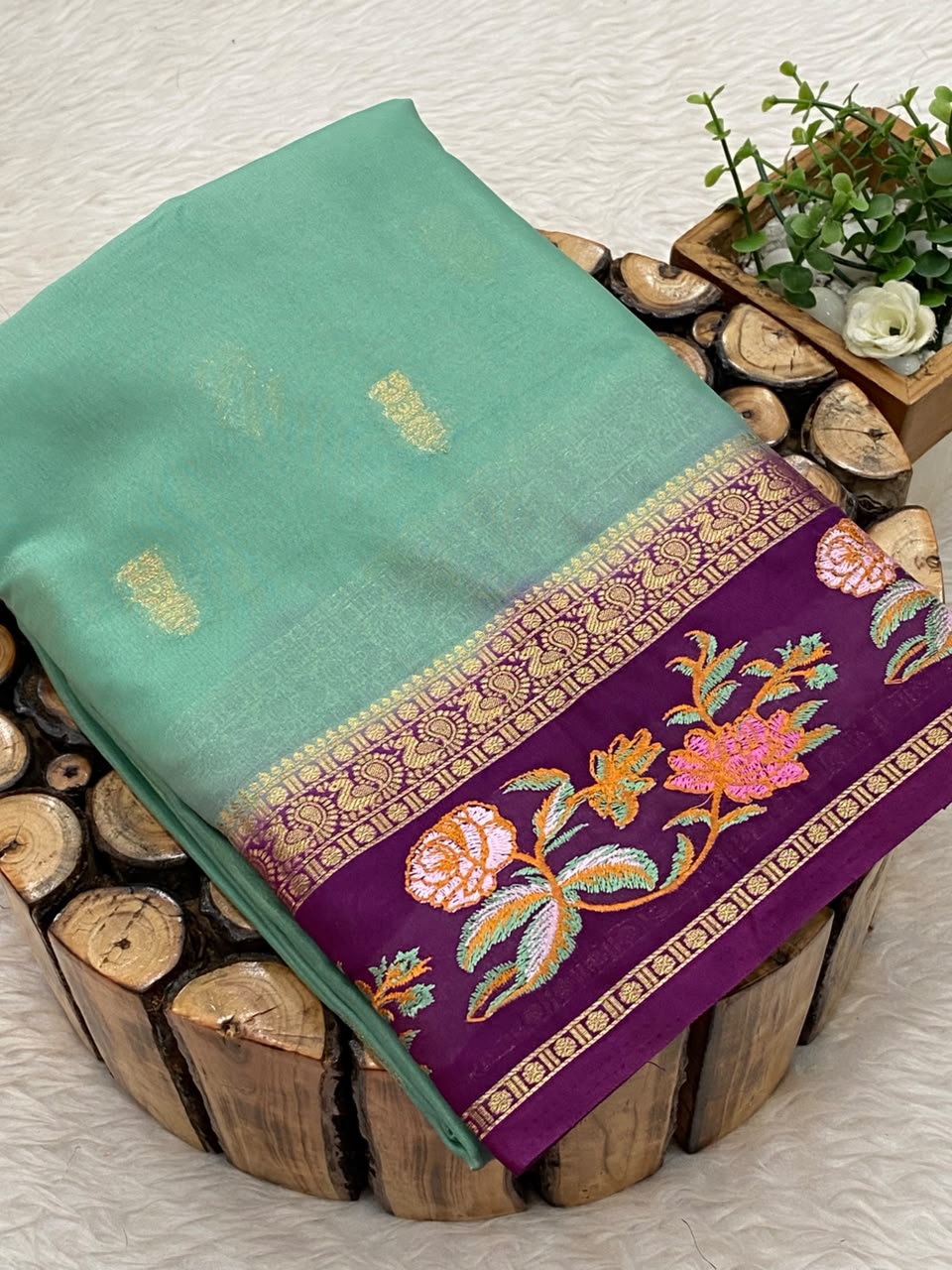 Embroided Mysore Crepe Silk