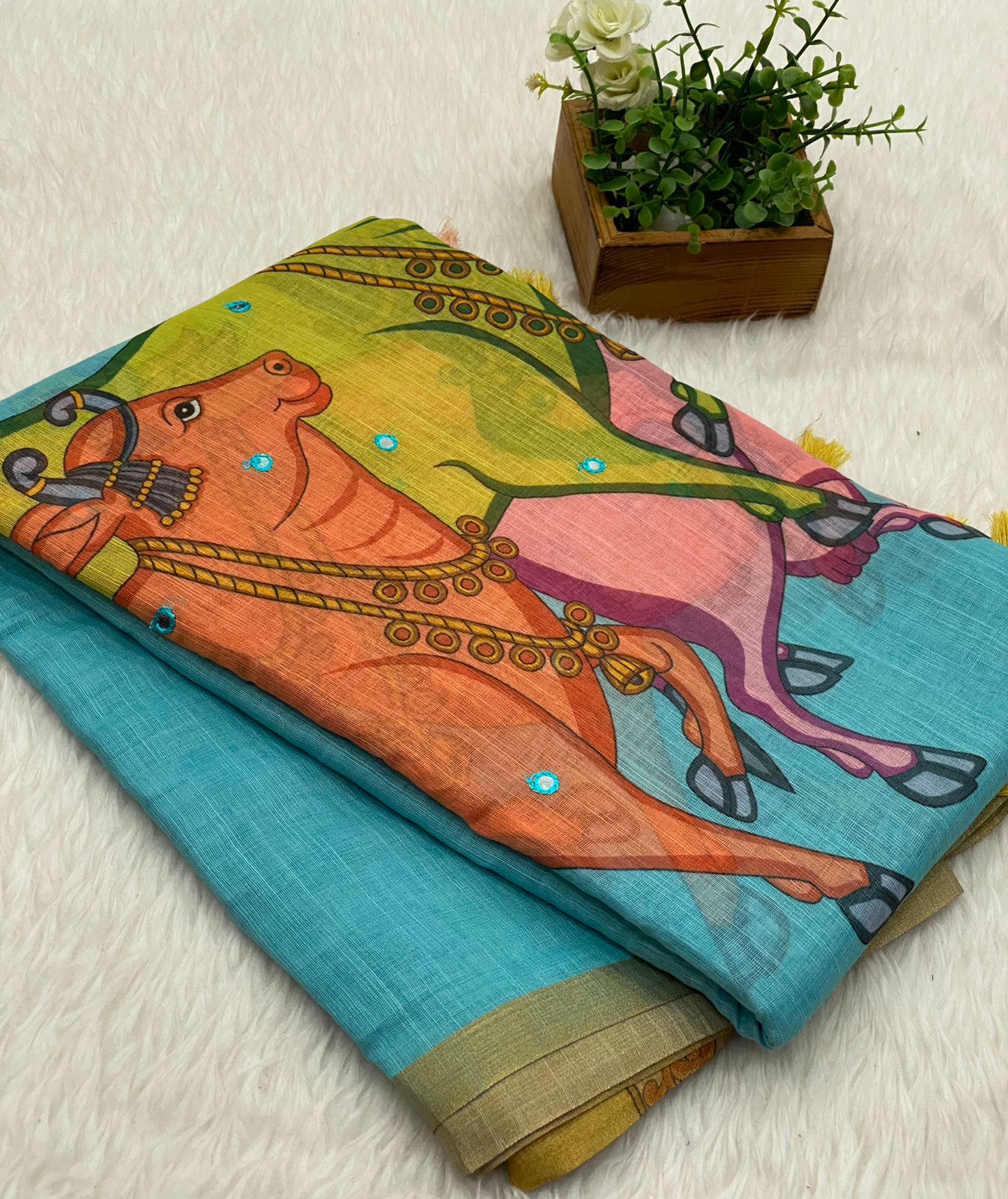 Mirror Work Chanderi Sico Sarees