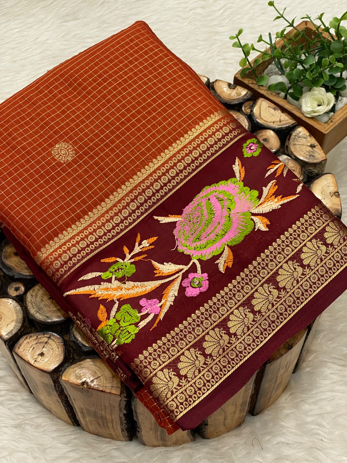 Embroided Mysore Crepe Silk