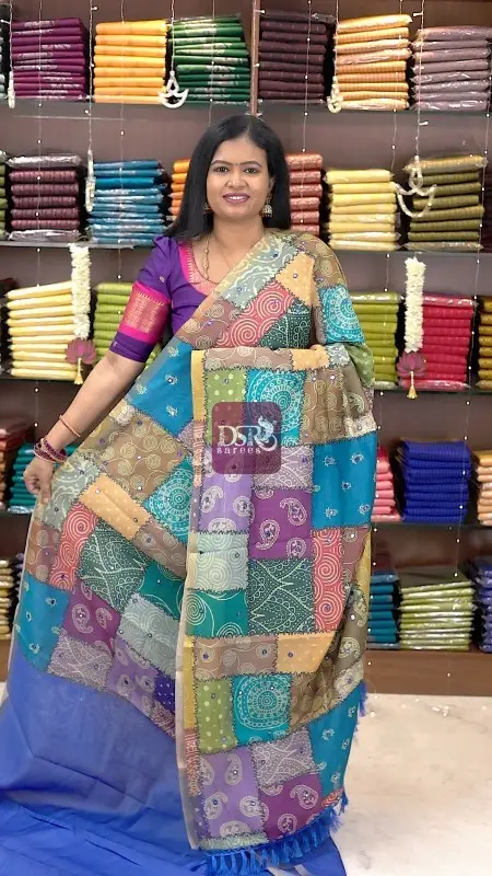 Half n Half Chanderi Sico With Mirror work