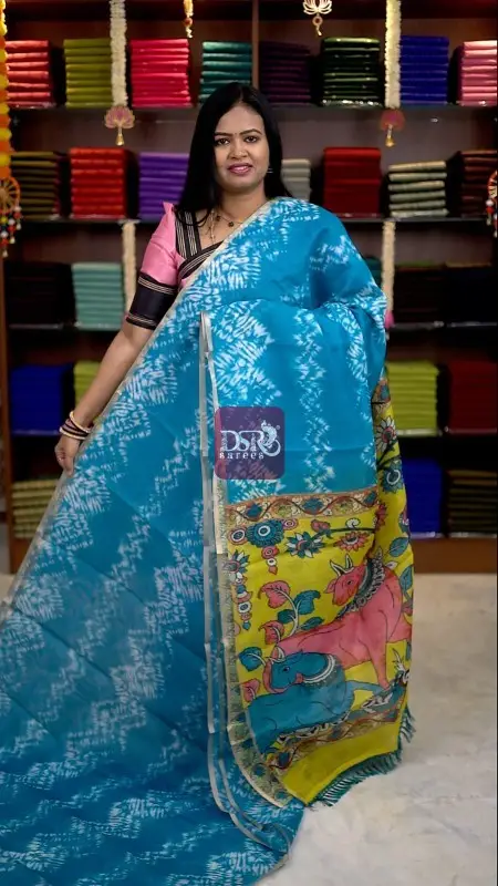 Kalamkari Chanderi Sico Saree