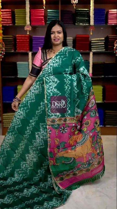 Kalamkari Chanderi Sico Saree