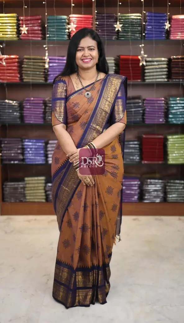 Printed chettinadu cotton saree W/B - vol 1
