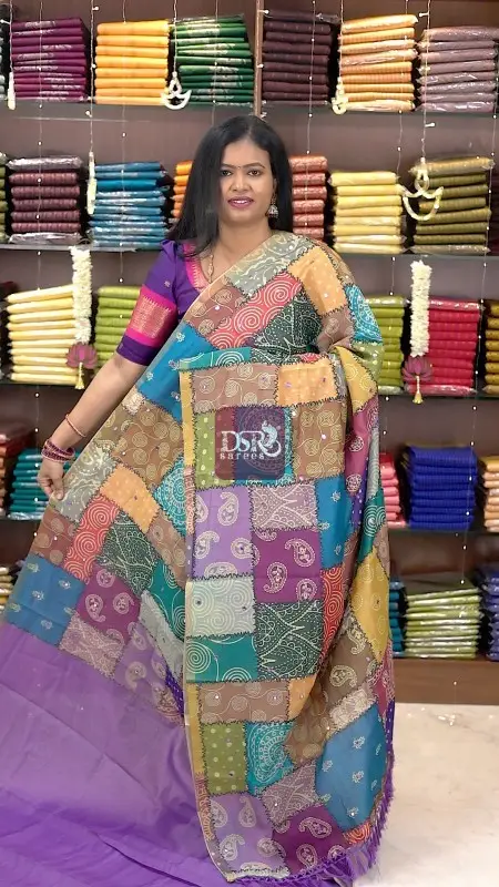 Half n Half Chanderi Sico With Mirror work